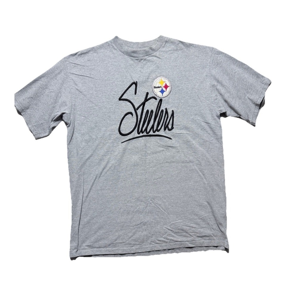 Legends Athletic Steelers T-Shirt Mens Large Gray Embroidered Logo USA